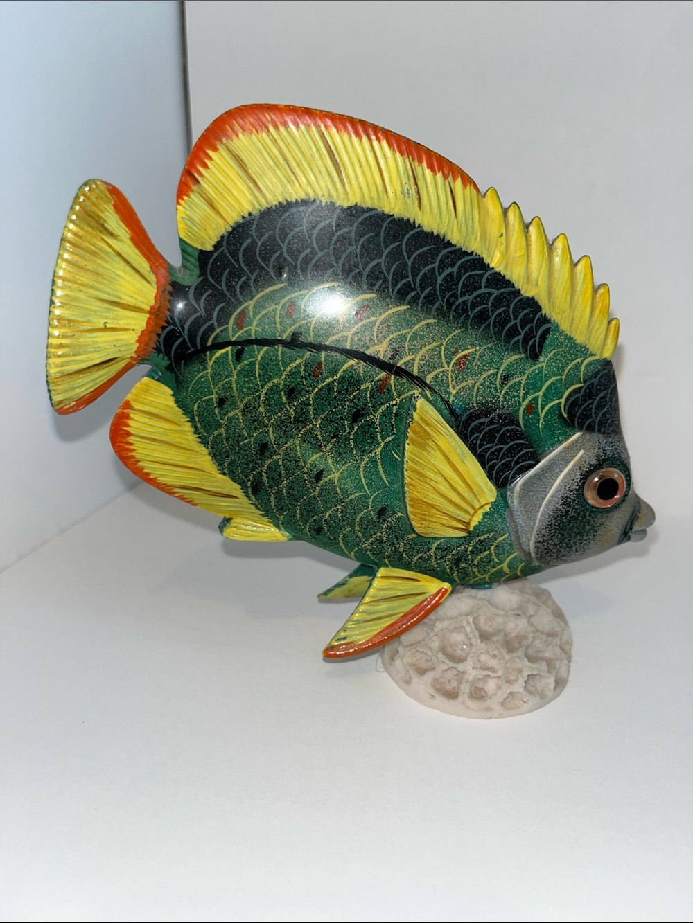 Decorative Green and Yellow Tropical Fish Aquarium Ornament